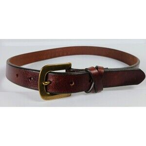 Express Women’s Belt Italian Leather Brass Buckle Size M 1 Inch Wide Brown